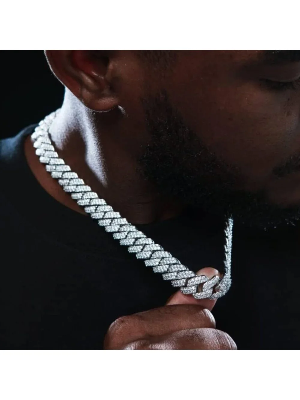 Men's Iced Out Cuban Link Chain Necklace - 18K Gold & Silver Hip Hop Jewelry